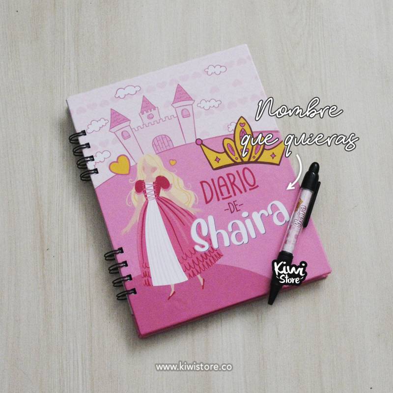 Cuaderno diario para niña de princesa personalizado con nombre - agenda  para niña personalizada